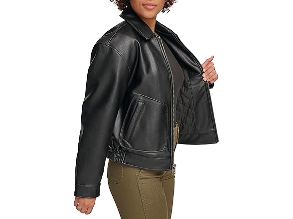 Levis Womens Faux Leather Dad Bomber
