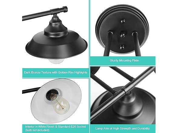 BesLowe 3-Light Vanity Light Fixture, Black