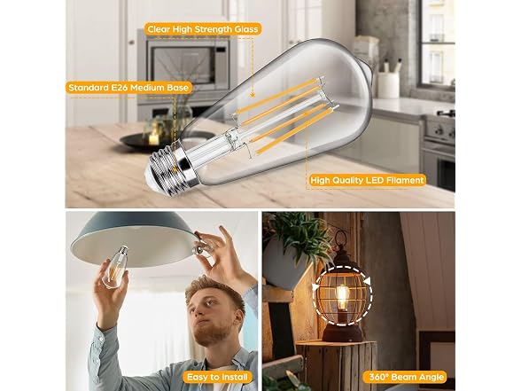 Sucolite B0CNQW9G4R 12-Pack Vintage LED Edison Bul