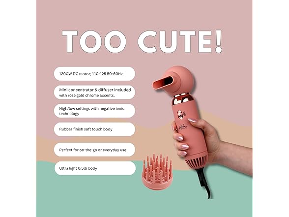 Aria Beauty Too Cute Compact Hair Dryer