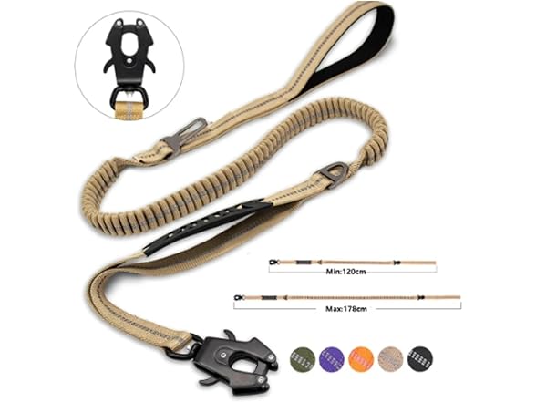 Reflective Shock Absorbing Pet Leashes with Car Seatbelt