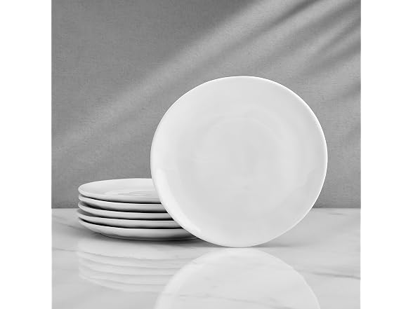 Everyday Porcelain Appetizer Dessert Plates, Set of 6, 6 Inch