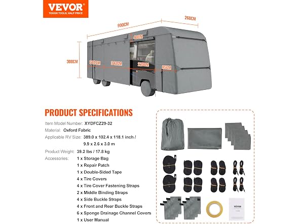 VEVOR Travel 18-20 ft RV Cover