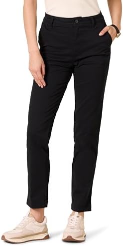 Amazon Essentials Women's High-Rise Slim-Fit Full-Length Straight-Leg Khaki Pant, Black, 12