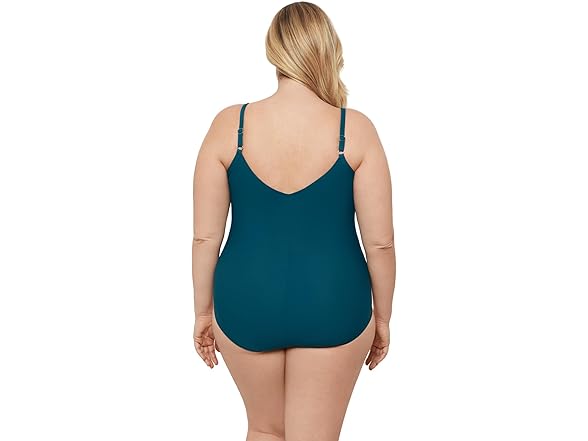Aqua Green Women Princess Seam Adjustable Swimsuit