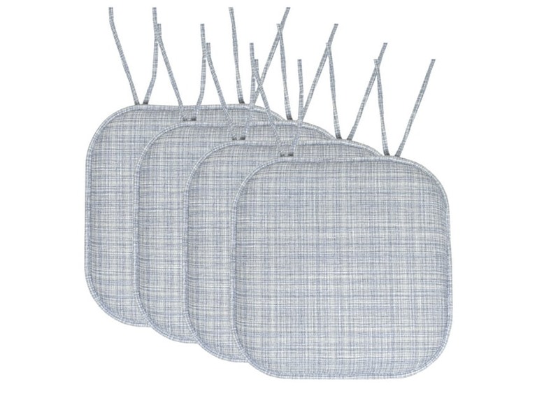 Sweet Home Collection SHC-TIES-CHAIR-PAD-ARIA-SILBLU-4PK 4PK Memory foam chair cuhsions Silver/Blue
