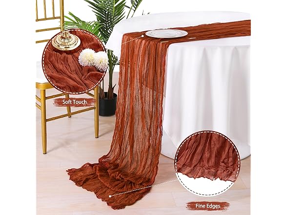 SoarDream 4 Packs 36"x120" Cheesecloth Table Runner