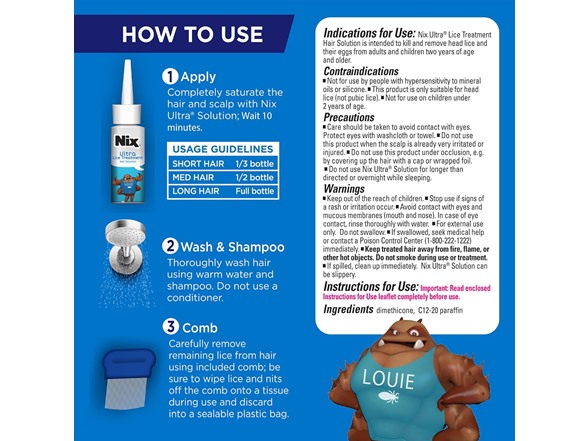 Nix 3.4 Fl Oz 2 Pack Ultra Lice Treatment & Lice Comb