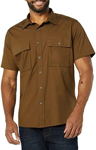 Amazon Essentials Men's Standard-Fit Short-Sleeve Two-Pocket Utility Shirt (Previously Goodthreads), Dark Olive, Small