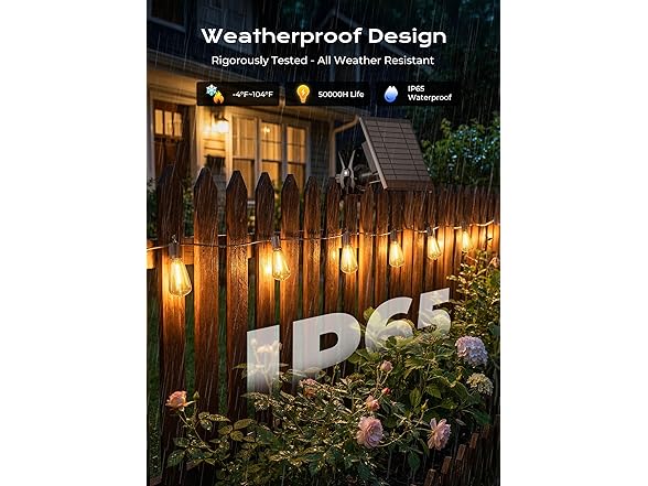 Brightown 58FT Solar String Lights Outdoor
