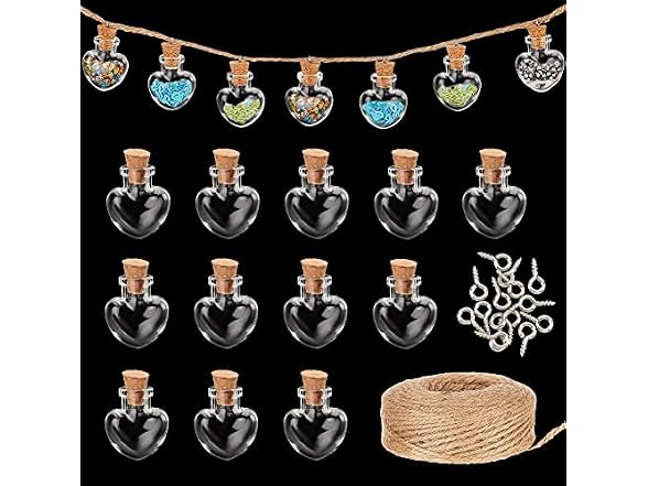 PH PandaHall Mini Heart Glass Jars 20pcs