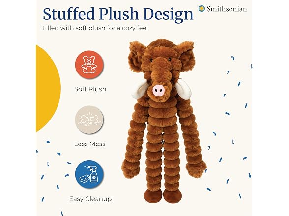Smithsonian Long Animals Dog Toy – Stuffing-Free Mammoth