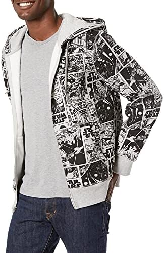 Amazon Essentials Disney | Marvel | Star Wars Men's Fleece Full-Zip Hoodie Sweatshirts (Available in Big & Tall), Star Wars Comic, 4X-Large Big Tall