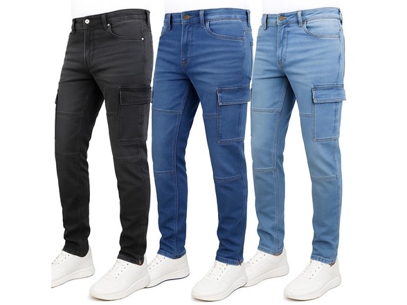 2Pk Asst Mens Stretch Cargo Jeans
