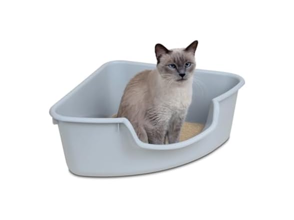 SmartCat Corner Litter Box, Gray