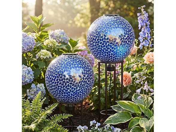 Sunnydaze 10" Solar Lavender Mosaic Globe