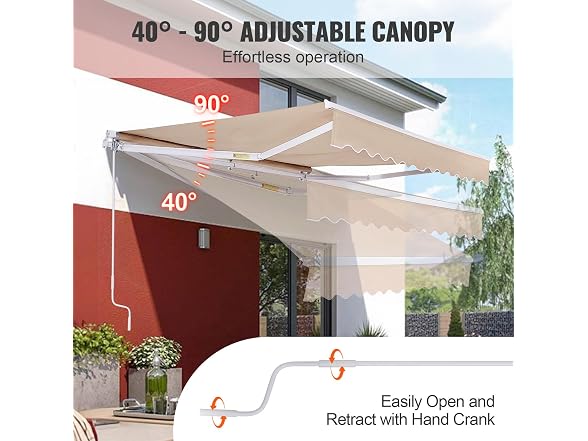 Manual Retractable Awning, 8 x 7 ft Outdoor