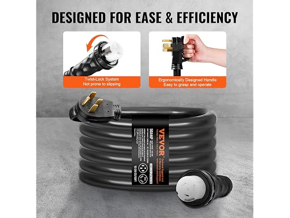 50 Amp Generator Cord and Power Inlet Box Kit