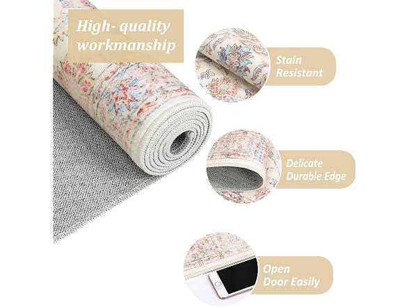 GarveeHome Washable Rug 5x7 Boho Beige