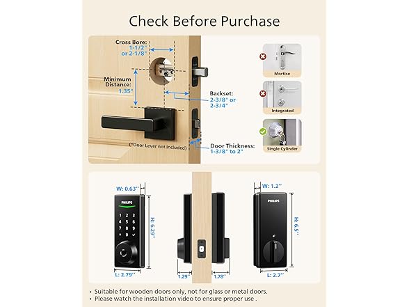 Philips DDL210X Fingerprint Keyless Entry Door Lock Matt B