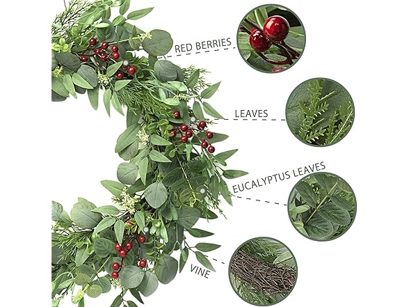 Softflame Artificial Eucalyptus Wreath, 24"