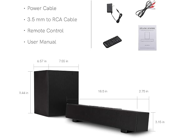 Atune Analog 2.1 BT Soundbar + Wireless Sub