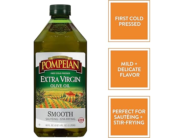 Pompeian Smooth Extra Virgin Olive Oil, 68 oz.