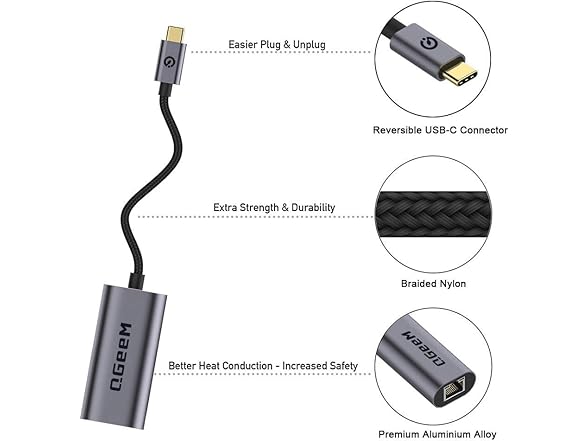 QGeeM USB-C to Ethernet Adapter