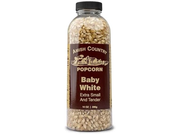Amish Country Popcorn | 14 oz Bottle | Baby White Popcorn Kernels