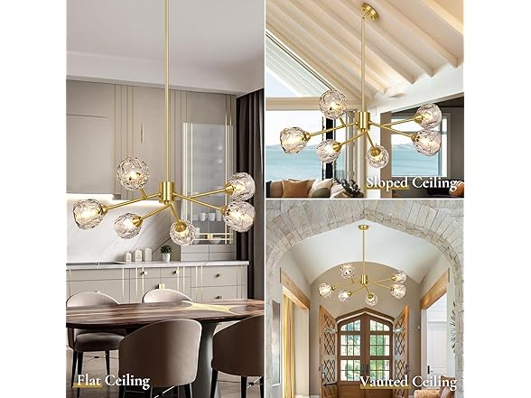 TOBUSA 6-Light Gold Crystal Sputnik Chandelier