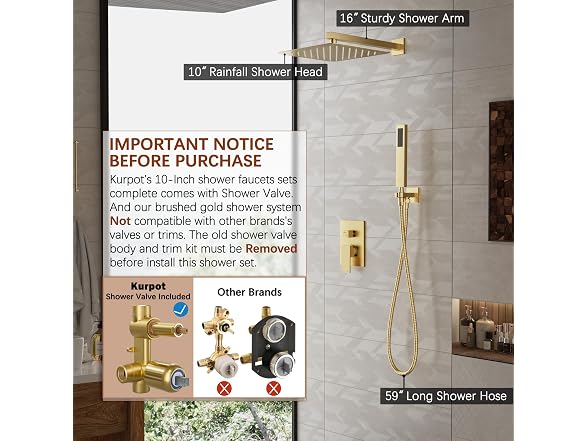 Kurpot Shower System 10" Handheld Combo