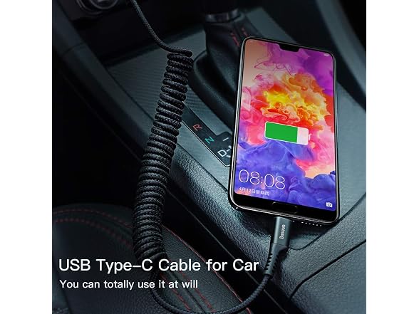 Baseus USB Type C Cable for Car, Galaxy