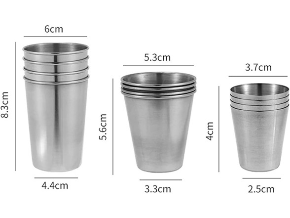 (3 Set/12 Pcs) Stainless Steel Travel Cups Set