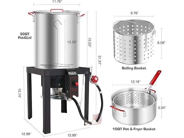 NUUK 30QT Turkey Fryer & 10QT Fish Fryer Combo Kit