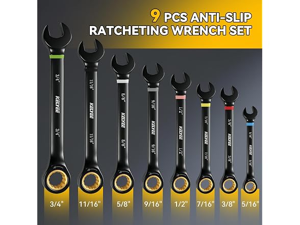 kelyee 9-Piece Ratchet Wrenches Set