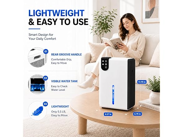 WoEleLigt Dehumidifiers for Home, White Black - Gallery 7