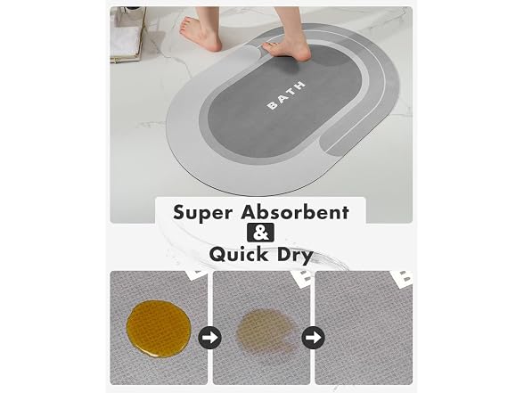 MontVoo Bath Mat - Non Slip, Quick Dry Stain