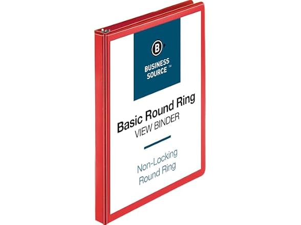 Business Source Round Ring Binder, 1/2"