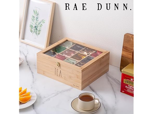 Rae Dunn Tea Bag Organizer Bamboo