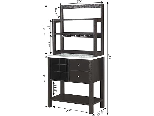 Convenience Concepts Newport Serving Bar Cart