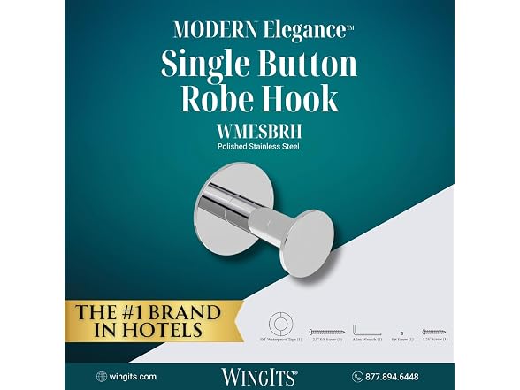 WingIts Modern Elegance Single Button Robe Hook