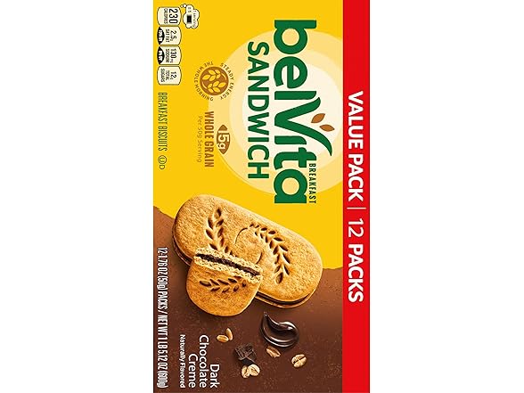 12PK belVita Breakfast Sandwich Dark Chocolate Creme