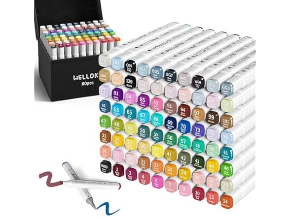 80 Colors Dual Tip Blender Art Markers