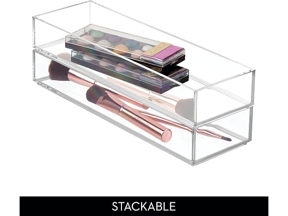 iDesign Plastic Drawer Organizer Tray, Set of 6, Clear