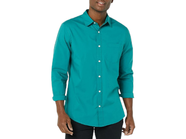 $3.99, Was $20.90, 80% Off! Amazon Essentials Men's Stretch Poplin Shirt dealfomo