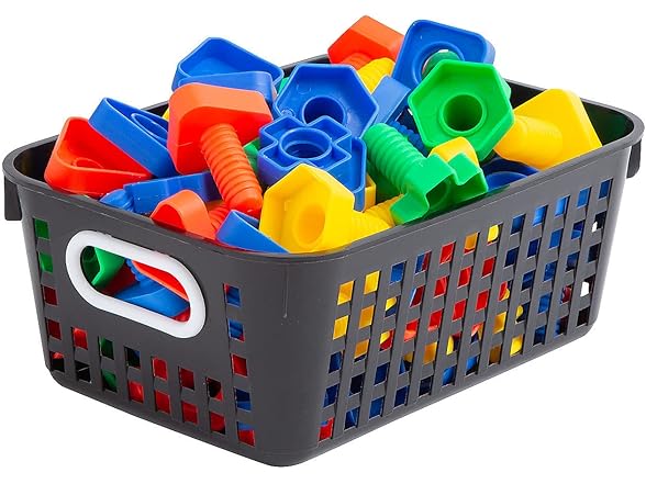 Black Classroom Storage Tall Baskets with Handles - 6 Pieces