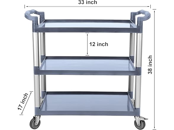 Utility Service Cart 3 Shelf, Plastic He