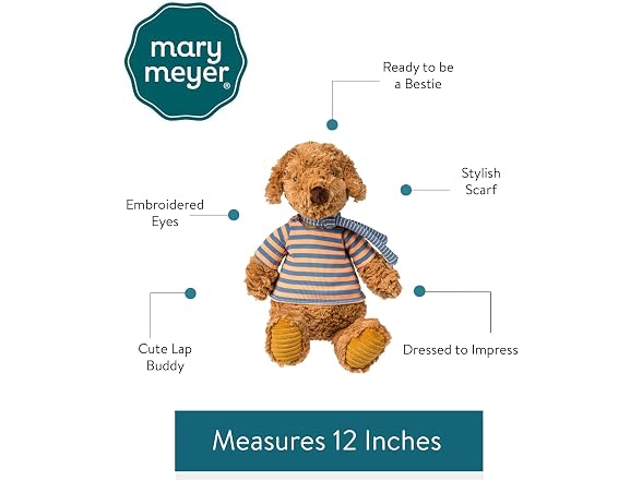 Mary Meyer Plush Soft Toy, 12-Inches, Cabot Tails Dog