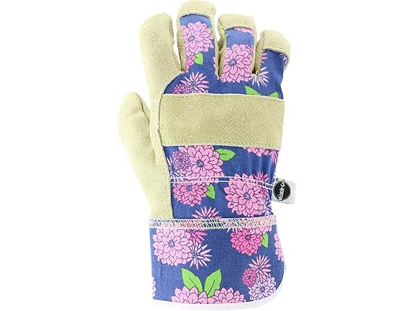 Miracle-Gro Split Cowhide Garden Gloves – Floral - Gallery 3