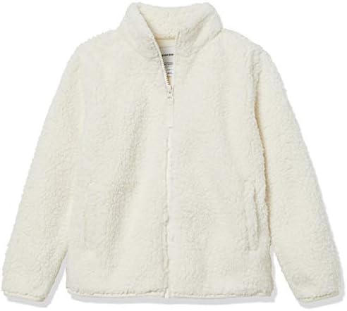 Amazon Essentials Girls' Sherpa Fleece Full-Zip Jacket, Ivory, Medium